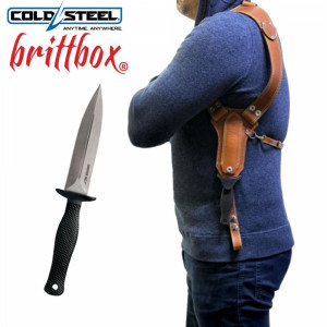 Тактически нагръден/раменен кобур BRITTBOX HOLSTER CLASSIC BROWN LEFTс италиански боен/ловен нож COLD STEEL  COUNTER TAC I